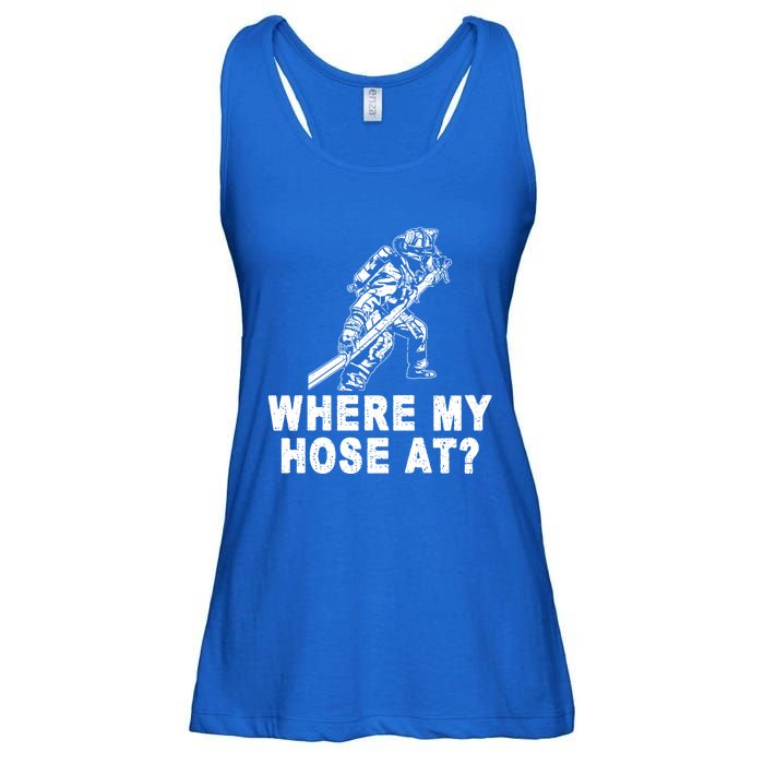 Firefighter Gift Fire Where My Hose At Gift Ladies Essential Flowy Tank