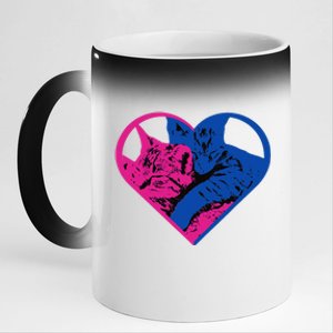 Funny Gril French Funny Cat Lovers 11oz Black Color Changing Mug