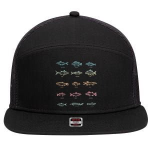 Fishing Gift Fish Fisher Hobby Lake Fishing Gift 7 Panel Mesh Trucker Snapback Hat