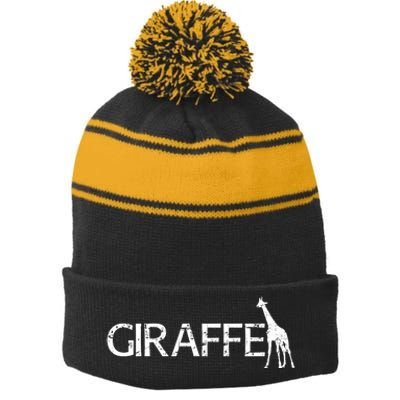 Funny Gift For Giraffe Lover Logo Stripe Pom Pom Beanie