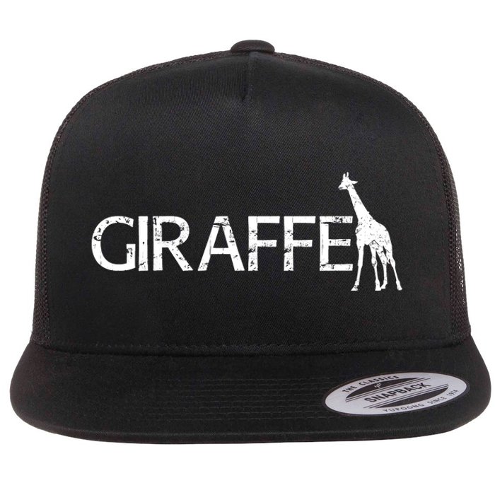 Funny Gift For Giraffe Lover Logo Flat Bill Trucker Hat