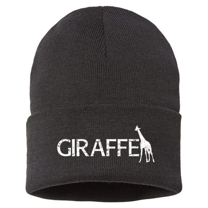 Funny Gift For Giraffe Lover Logo Sustainable Knit Beanie