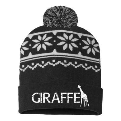 Funny Gift For Giraffe Lover Logo USA-Made Snowflake Beanie