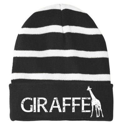 Funny Gift For Giraffe Lover Logo Striped Beanie with Solid Band