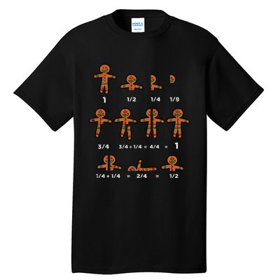 Festive Gingerbread Fraction Holiday Cookie Math Educator Tall T-Shirt