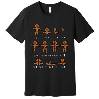 Festive Gingerbread Fraction Holiday Cookie Math Educator Premium T-Shirt