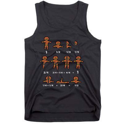 Festive Gingerbread Fraction Holiday Cookie Math Educator Tank Top