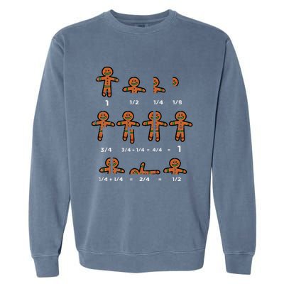 Festive Gingerbread Fraction Holiday Cookie Math Educator Garment-Dyed Sweatshirt