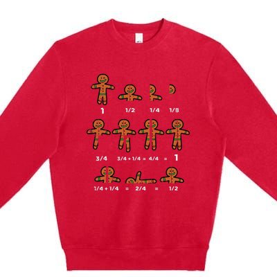 Festive Gingerbread Fraction Holiday Cookie Math Educator Premium Crewneck Sweatshirt