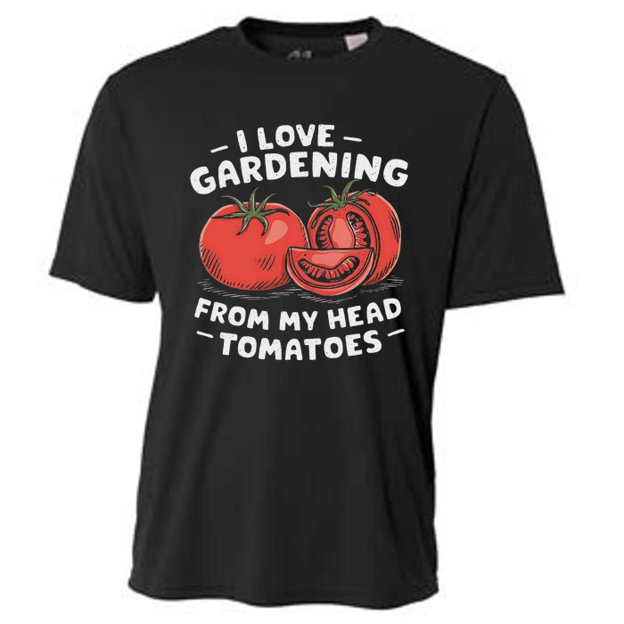 Funny Gardening From My Head Tomatoes Cooling Performance Crew T-Shirt