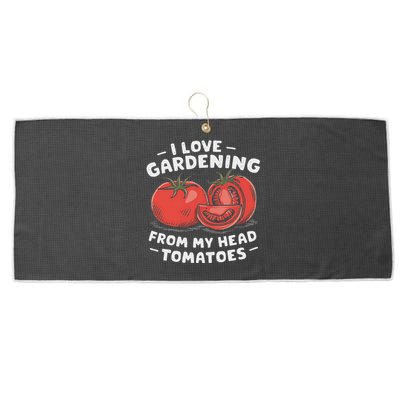 Funny Gardening From My Head Tomatoes Large Microfiber Waffle Golf Towel