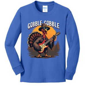 Funny Gobble Gobble Turkey Rocker Gift Kids Long Sleeve Shirt