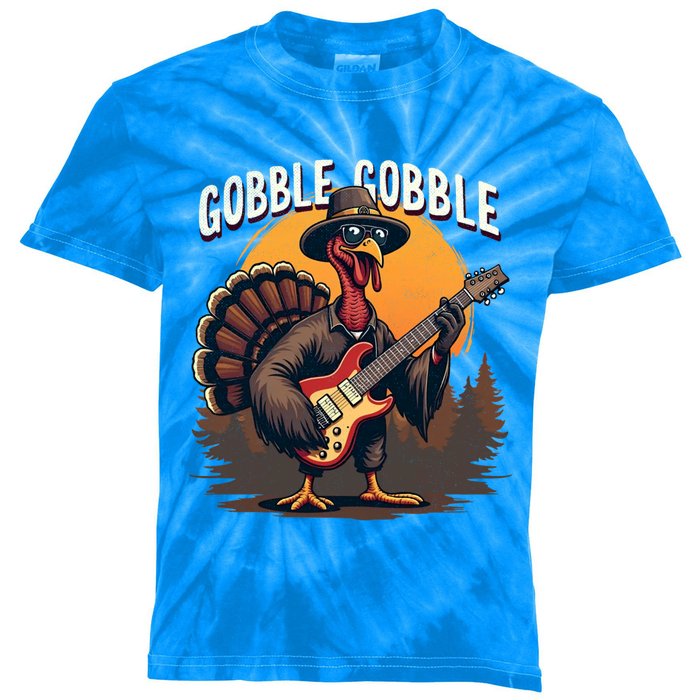 Funny Gobble Gobble Turkey Rocker Gift Kids Tie-Dye T-Shirt