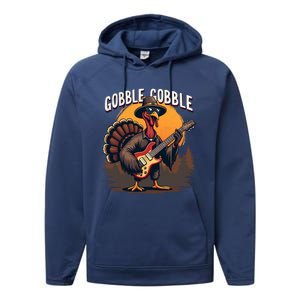 Funny Gobble Gobble Turkey Rocker Gift Performance Fleece Hoodie