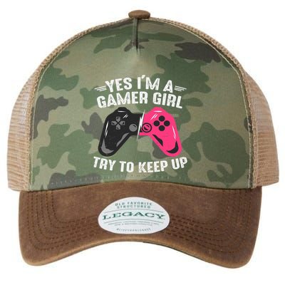 Funny Gamer Girl Slogans Cute Gamer Controller Video Games Lover Legacy Tie Dye Trucker Hat
