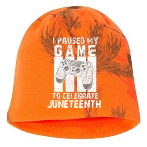 Funny Gaming Gift I Paused My Game To Celebrate Juneteenth Gift Kati - Camo Knit Beanie