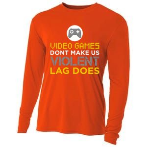 Funny Gaming Gift Games DonT Make Us Violent Lag Does Gift Cooling Performance Long Sleeve Crew