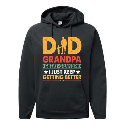 Funny Great Grandpa For Fathers Day Performance Fleece Hoodie