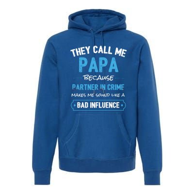 Funny Grandpa Gift Papa Partner In Crime Dad Funny Gift Premium Hoodie