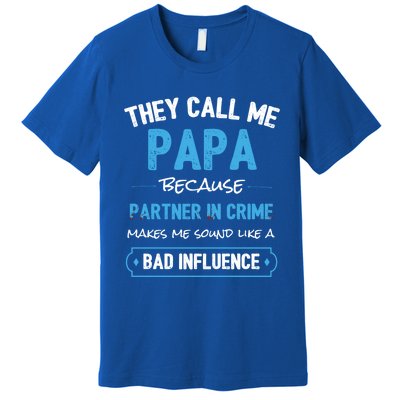 Funny Grandpa Gift Papa Partner In Crime Dad Funny Gift Premium T-Shirt