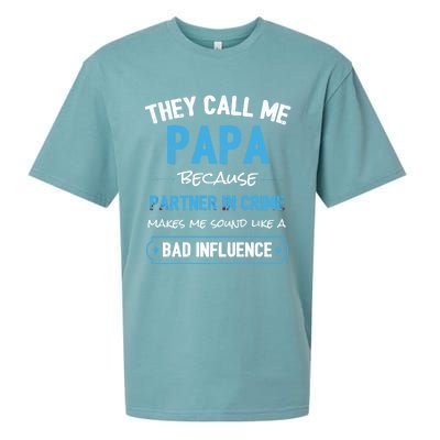 Funny Grandpa Gift Papa Partner In Crime Dad Funny Gift Sueded Cloud Jersey T-Shirt