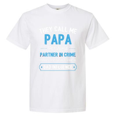 Funny Grandpa Gift Papa Partner In Crime Dad Funny Gift Garment-Dyed Heavyweight T-Shirt