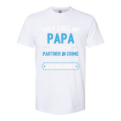 Funny Grandpa Gift Papa Partner In Crime Dad Funny Gift Softstyle CVC T-Shirt