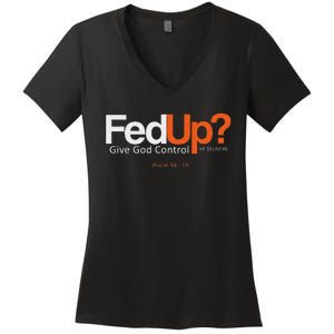 Fedup Give God Control Women's V-Neck T-Shirt