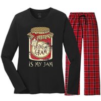 Fun Grandma Gifts Cute & Funny Being A Gram Quote Women's Long Sleeve Flannel Pajama Set 