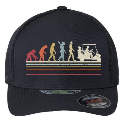 Funny Golf Gift Retro Style Evolution Of Man Flexfit Unipanel Trucker Cap