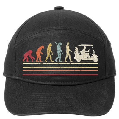 Funny Golf Gift Retro Style Evolution Of Man 7-Panel Snapback Hat
