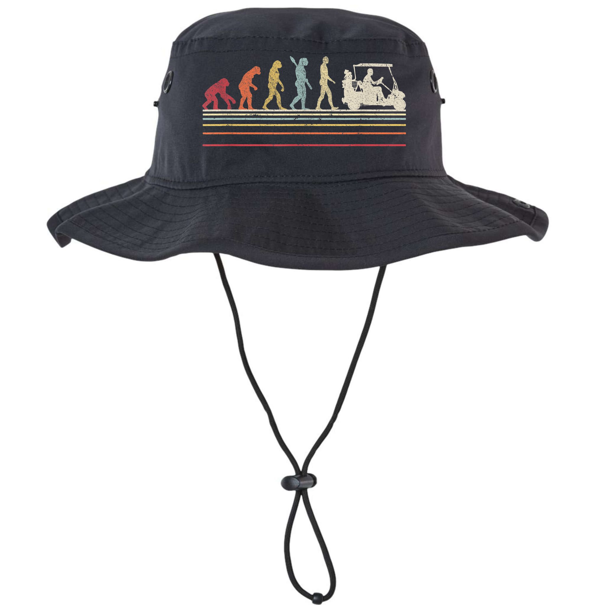 Funny Golf Gift Retro Style Evolution Of Man Bucket Hat