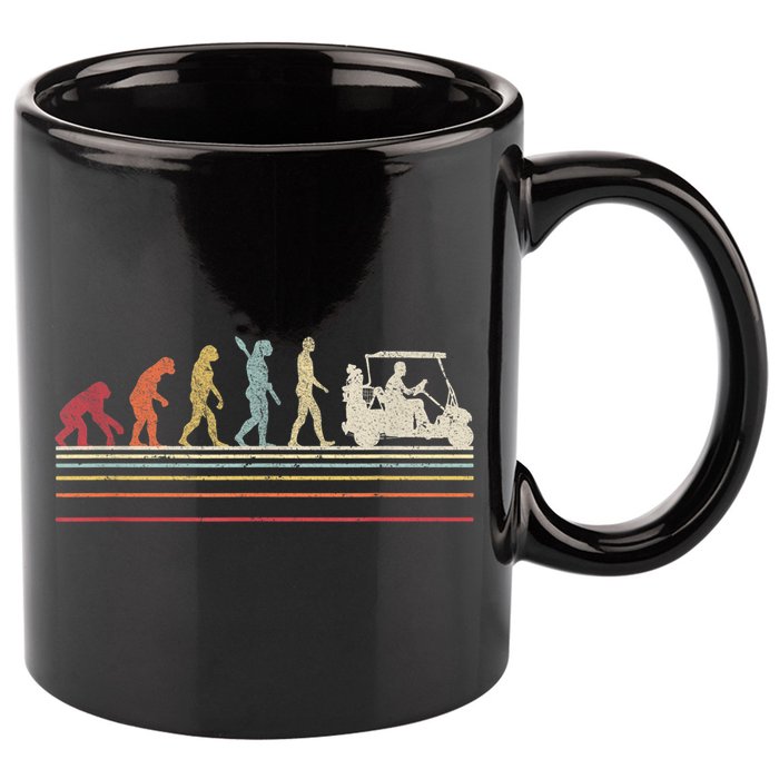 Funny Golf Gift Retro Style Evolution Of Man 11oz C Handle Ceramic Mug