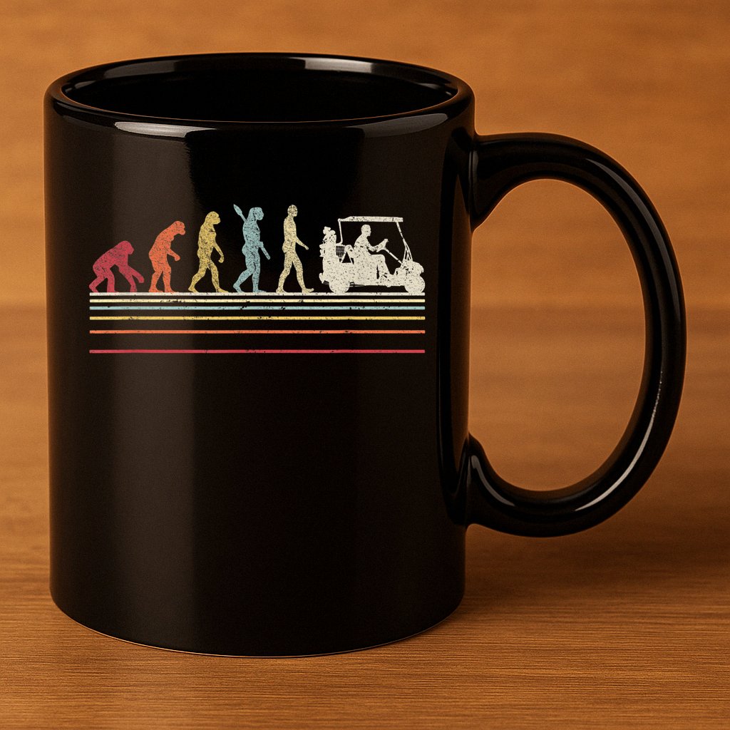 Funny Golf Gift Retro Style Evolution Of Man 11oz C Handle Ceramic Mug