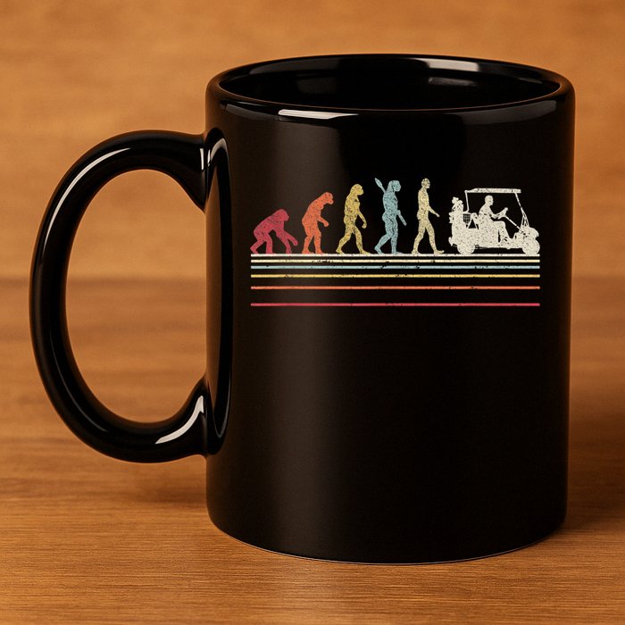 Funny Golf Gift Retro Style Evolution Of Man 11oz C Handle Ceramic Mug