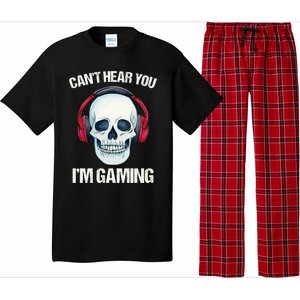 Funny Gamer Gift Skull Headset CanT Hear You IM Gaming Gift Pajama Set