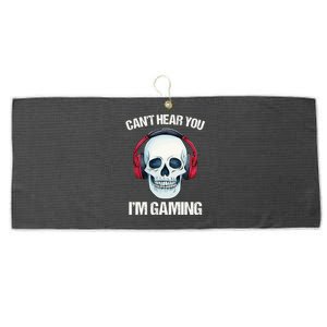 Funny Gamer Gift Skull Headset CanT Hear You IM Gaming Gift Large Microfiber Waffle Golf Towel