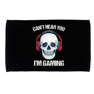 Funny Gamer Gift Skull Headset CanT Hear You IM Gaming Gift Microfiber Hand Towel