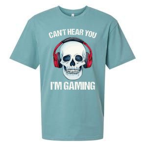 Funny Gamer Gift Skull Headset CanT Hear You IM Gaming Gift Sueded Cloud Jersey T-Shirt