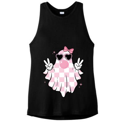 Funny Girly Ghost Blowing Halloween Ladies PosiCharge Tri-Blend Wicking Tank