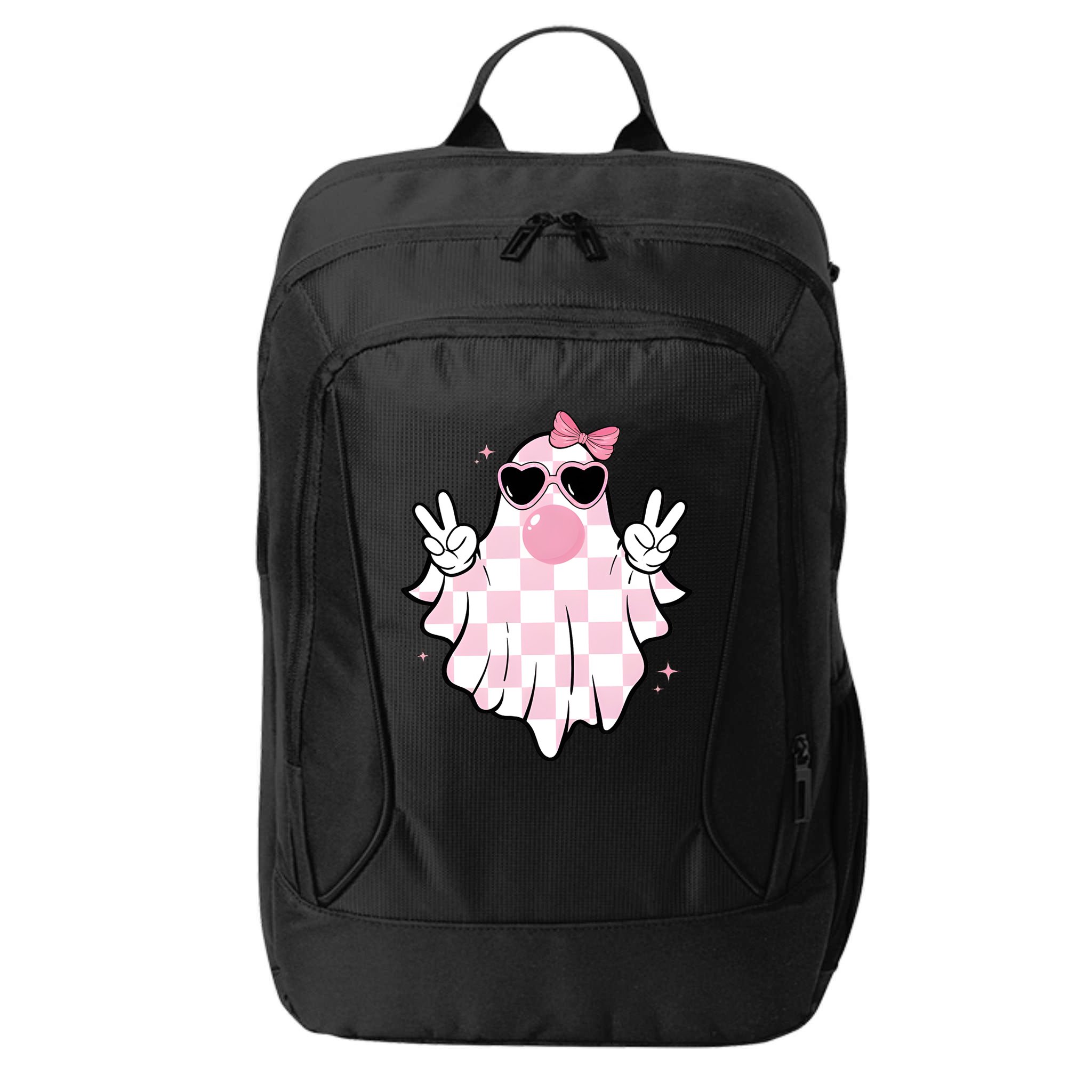 Funny Girly Ghost Blowing Halloween City Backpack