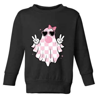 Funny Girly Ghost Blowing Halloween Toddler Sweatshirt