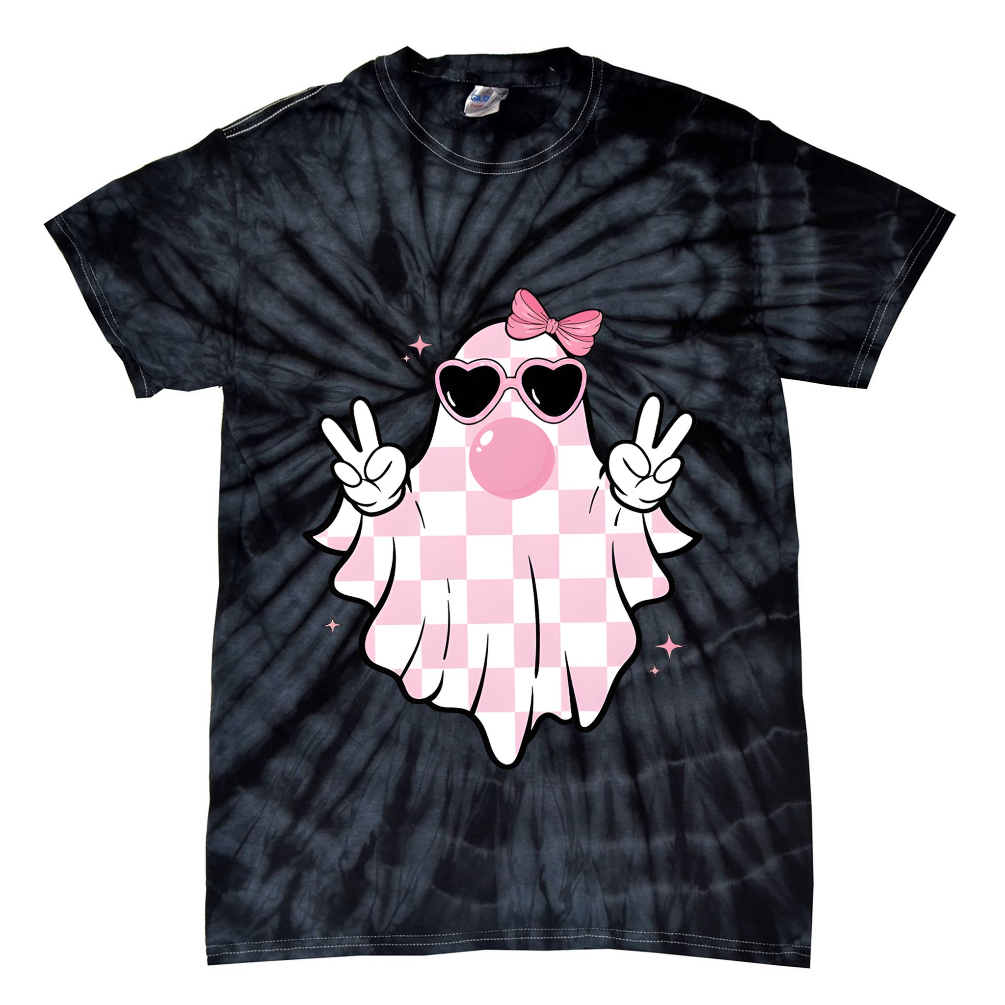 Funny Girly Ghost Blowing Halloween Tie-Dye T-Shirt