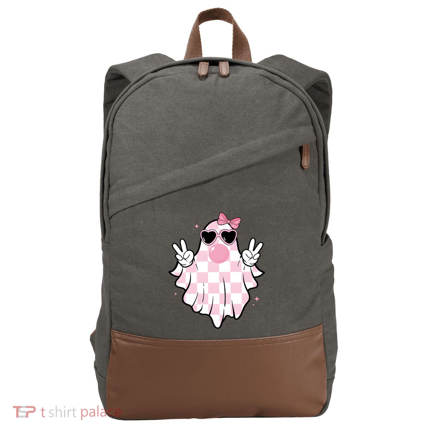 Funny Girly Ghost Blowing Halloween Cotton Canvas Backpack