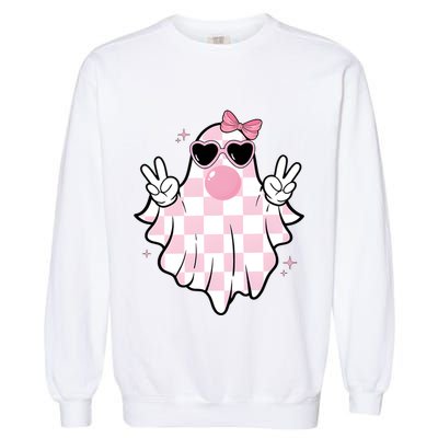 Funny Girly Ghost Blowing Halloween Garment-Dyed Sweatshirt