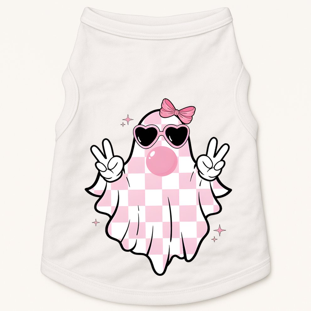 Funny Girly Ghost Blowing Halloween Doggie Tank