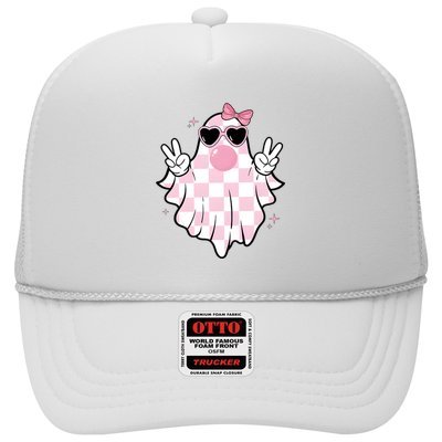 Funny Girly Ghost Blowing Halloween Trucker Hat