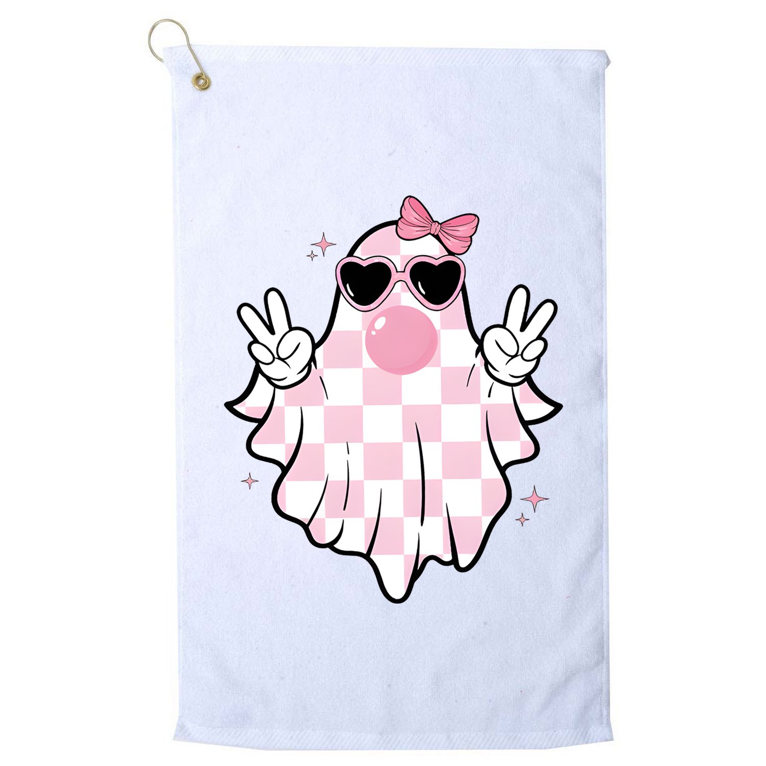 Funny Girly Ghost Blowing Halloween Golf Towel