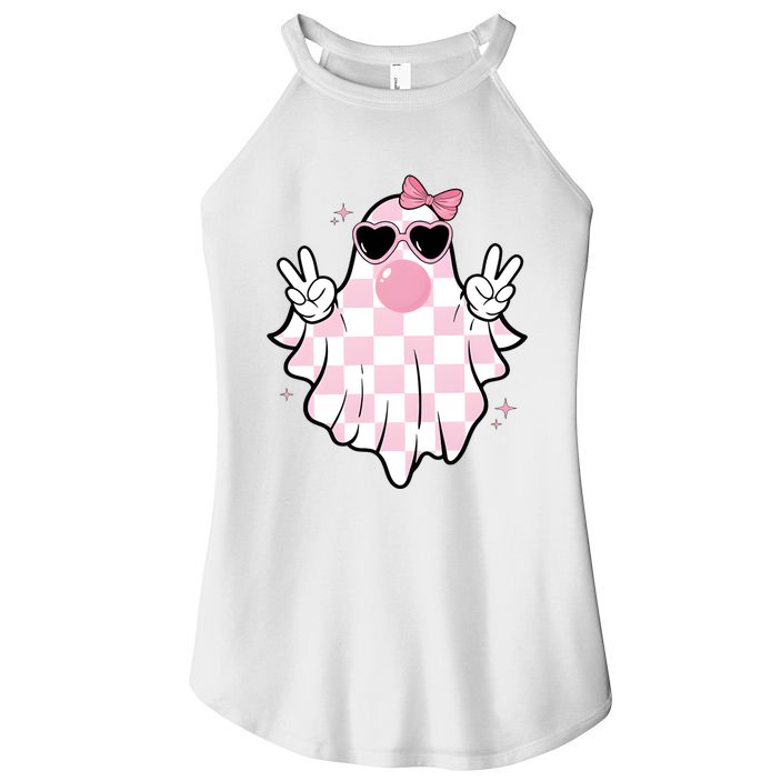 Funny Girly Ghost Blowing Halloween Women's Perfect Tri Rocker Tank