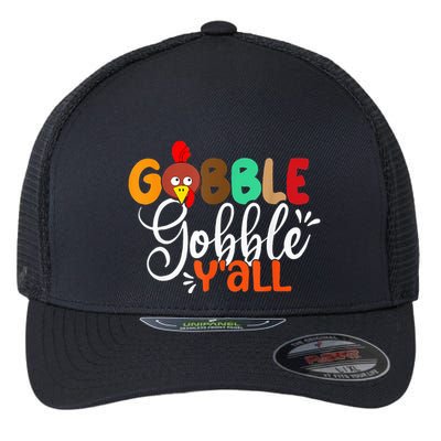 Funny Gobble Gobble Y'all Face Turkey Thanksgiving Flexfit Unipanel Trucker Cap